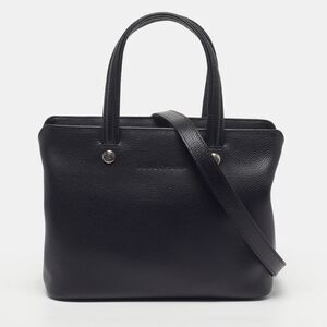 Longchamp Le Foulonne Black Leather Satchel